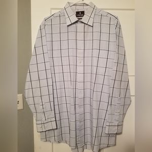 Blue & White plaid men's dress shirt